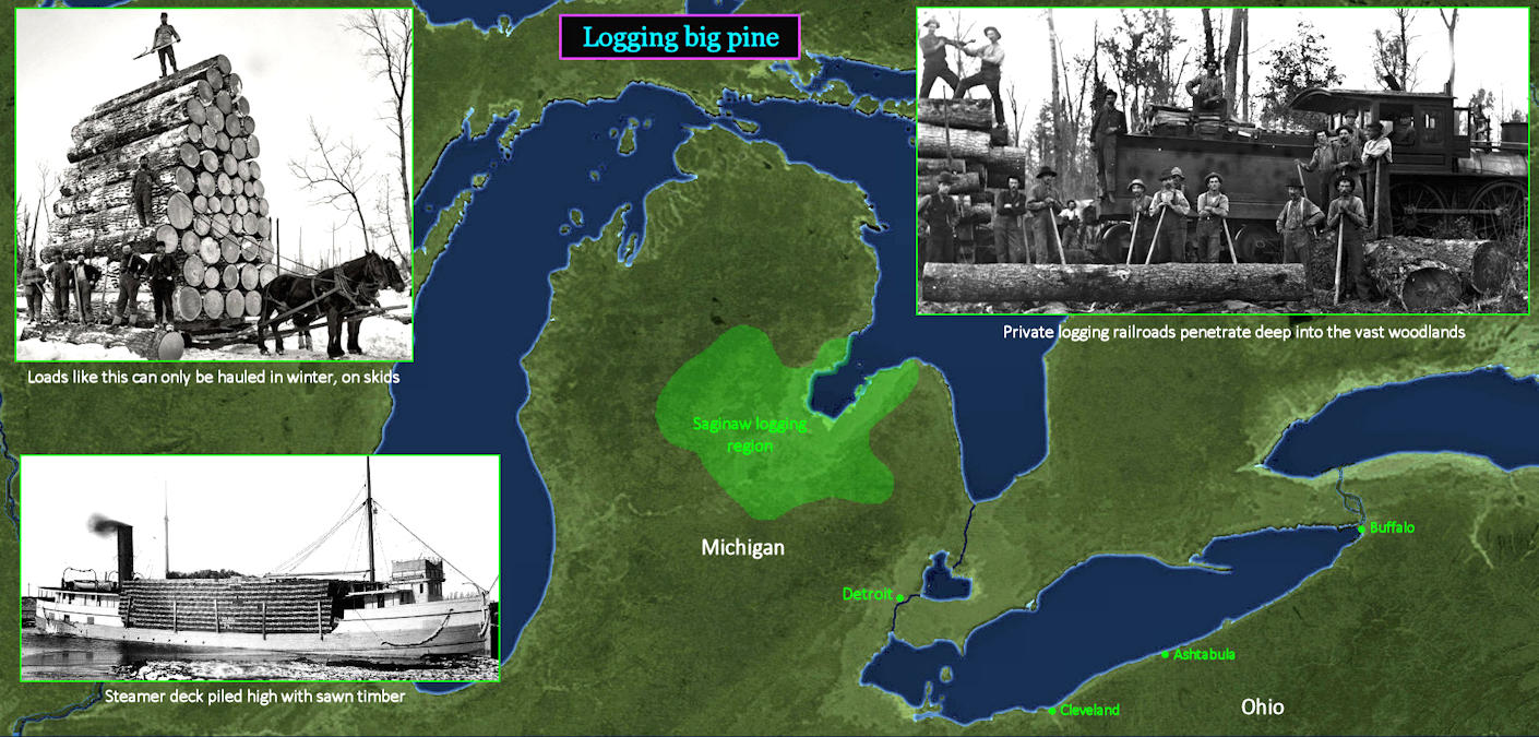 Michigan lumber, 1890 map